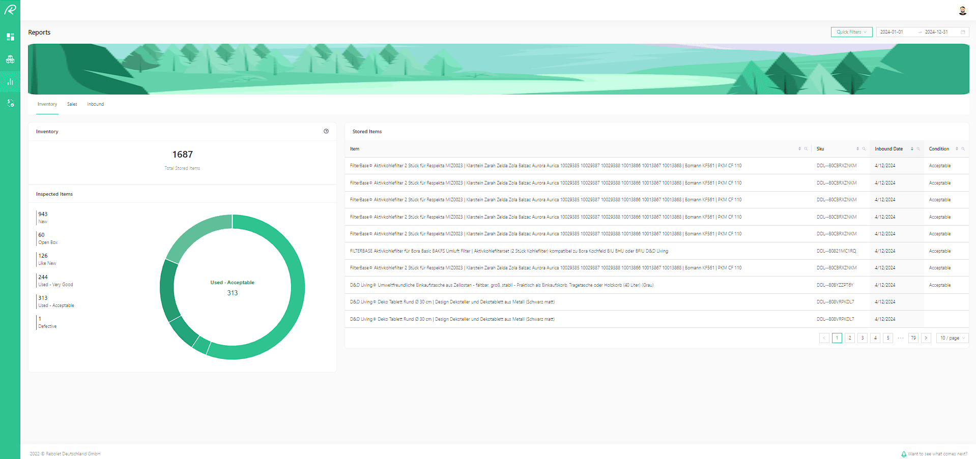 4. current items in buyers(company) inventory, along with sales and inbound info, can use date filters to narrow down your product search